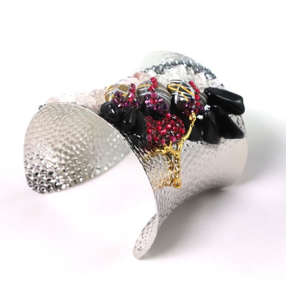 Choker, Bangle and Earrings Quartz Onix - Picture 2 of 7